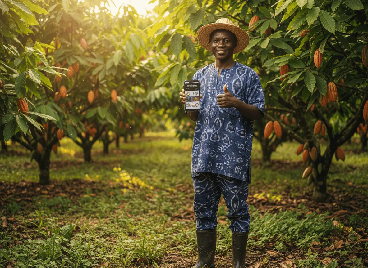 Planteur de cacao utilisant AgriVision Pro